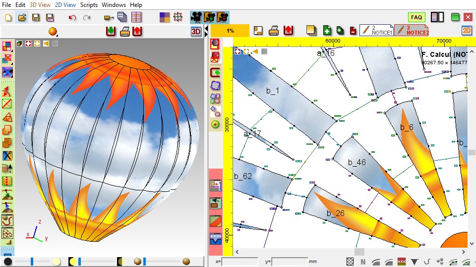 Schermata della testurizzazione di un modello di mongolfiera in Wrapstyler